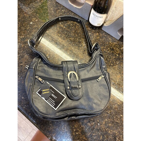 Rama Leathers Concealed Carry Shoulder Bag Black Leather NEW - Picture 1 of 7